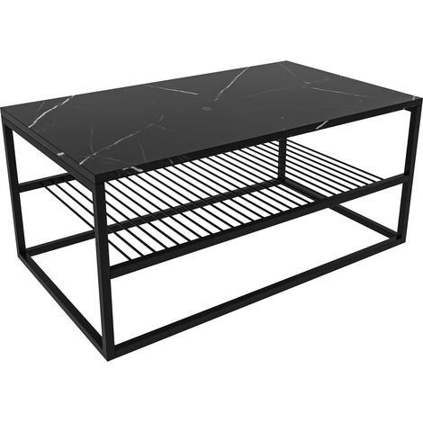 Table basse en bois "Asude" - 95 x 55 x 42 cm - Noir