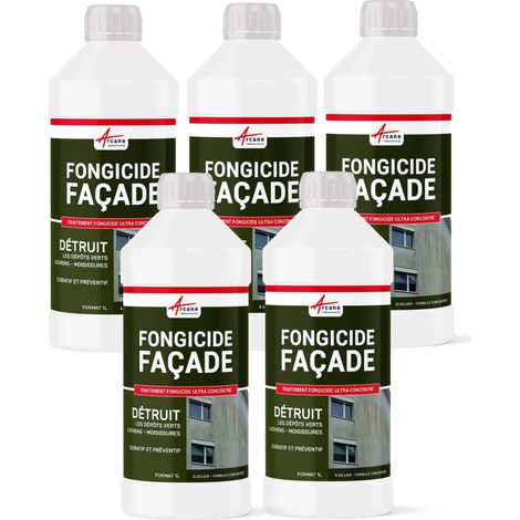 Fongicide, concentré anti dépôt vert, pour murs, façade, élimine, algues et lichens, anti-mousse - 5 L (5 x 1L) - ARCANE INDUSTRIES