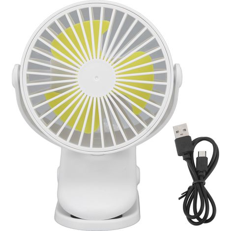 Ventilateur de poche rechargeable USB, clip réglable pour poussette, maison, voyage et camping - Blanc (1/5)