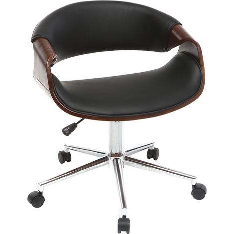 Poltrona da ufficio design in poliuretano Nero/Noce ARAMIS