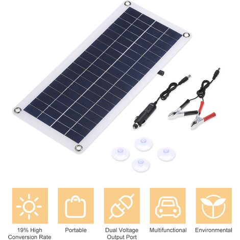 20-W-5V/18V-polykristallines Solarmodul mit zwei USB-Ausgängen und IP65-Autoladung, mit 12V/24V-PWM-Solarladeregler für Bleiakkus (1/5)