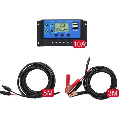 Connecteur de câble solaire, longueurs de 3M/5M, adapté aux batteries au plomb, Câble de 10A (1/2)
