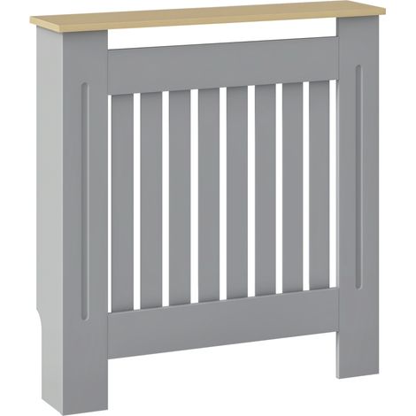 Cache-radiateur gris et chêne MDF 78x19x83 cm pour salon et chambre, accessoire maison design sobre pour intérieur pratique et décoratif