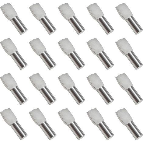 50Pcs Taquet Etagere,Support d'Étagère Étagère Broches Cheville Etagere Supports de Plaque en Métal Nickelé pour Armoire, Bureau et Étagère- 5mmX19mm (1/5)
