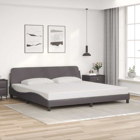 Bettgestell "Dover" Grau 200x200 cm Kunstleder (1/5)
