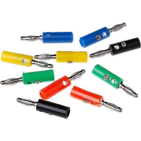 10 Stück 5 Farben Draht- oder Lautsprecherkabel Bananenstecker 4mm Adapter