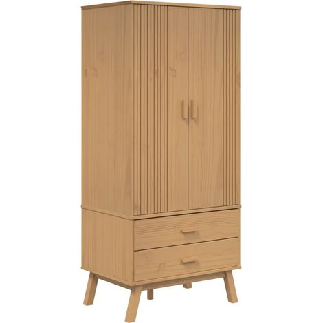 Garde-robe,Armoire OLDEN marron 76,5x53x172 cm bois massif de pin CFW53932 (1/5)