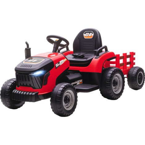 Tracteur électrique enfant 12V batterie amovible 3-5km/h télécommande 2,4GHz rouge