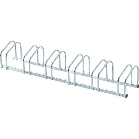 HOMCOM aparcamiento para 6 bicicletas soporte de acero para aparcar bicicletas en el suelo o pared estacionamiento para interior exterior 179x33x27 cm