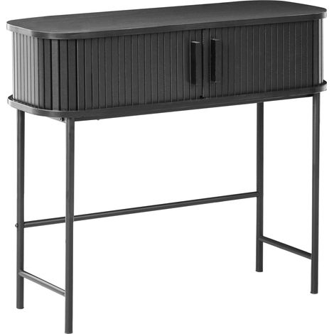 Consola retro puertas correderas MDF patas de metal 80 x 30 cm negro Bradley