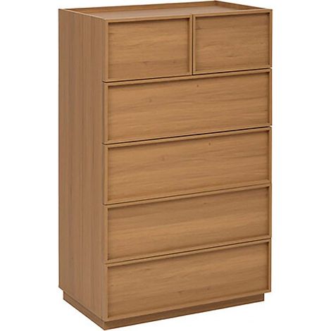 Commode meuble de rangement à 6 tiroirs, coloris marron - Longueur 115 x Profondeur 48 x Hauteur 78 cm (1/5)
