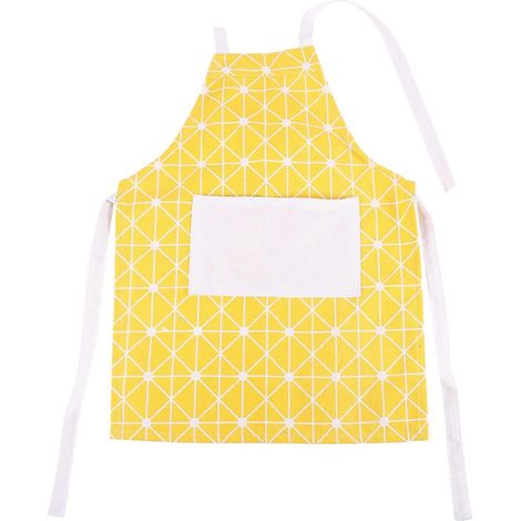 Lot de 2 tabliers en coton parent-enfant pour cuisinecaféstudioboulangeriedessinpâtisserie (jaune) (1/3)