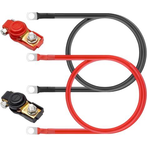 Lot de 2 câbles de batterie 12V 16mm² – 100 cm avec cosses à anneau M10 – Conductivité élevée en cuivre – Gaine PVC flexible (1/5)