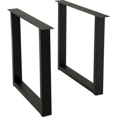 Pied de table rectangulaire en acier noir design moderne - Noir mat contemporain (1/5)