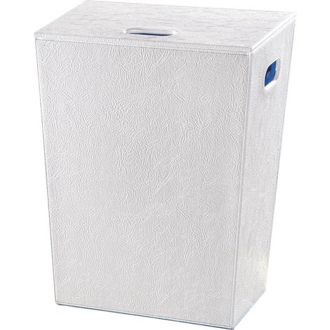 Panier à linge Ecopelle en cuir synthéthique avec sac 48x30xh61cm - blanc perle (1/3)