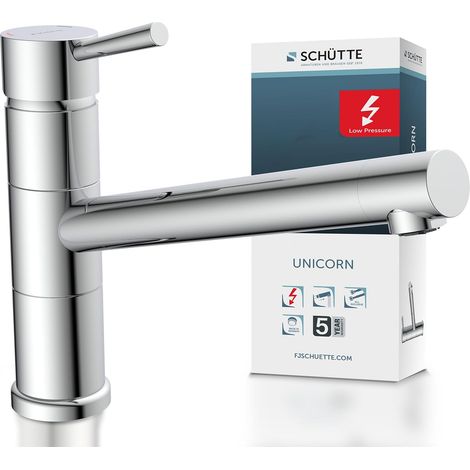 Rubinetto da cucina a bassa pressione UNICORN 33790 con rotazione a 150°, funzione anti-ritardo, miscelatore monocomando, cromato (1/5)