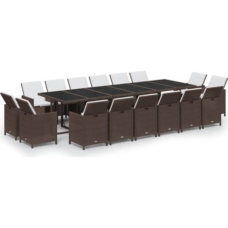 Maison Exclusive - Set da Pranzo per Giardino 17 pz con Cuscini Polyrattan Marrone (1/5)