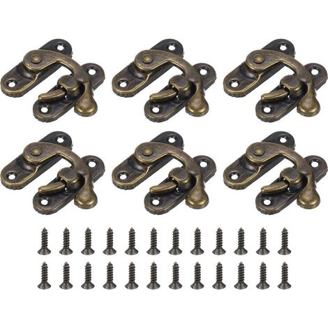 6x Antike Vorhängeschloss Spannverschluss 37x43mm Bronze Retro Haspen Riegel für Schmuckschatulle