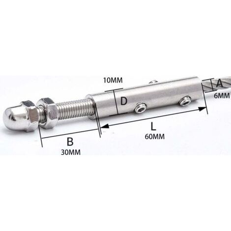 NALOOKAMIC Terminal pour Câble Métallique pour Câble Métallique 4 mm-12 Pièces et clé en L-Tendeur de câble