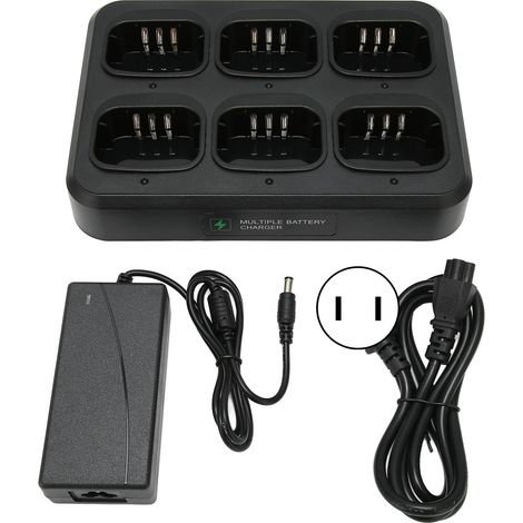 Chargeur rapide 6 voies pour talkie-walkie, dissipation thermique rapide, sortie 500mA, AC 100-240V, base de charge multiple pour MD-380, prise américaine (1/5)