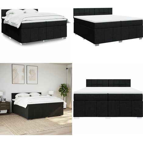 Giroletto a Molle con Materasso Nero 200x200 cm in Tessuto - Materasso a molle insacchettate - Letto a molle