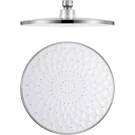 Runder Duschkopf (23 cm), fest installierter ABS-Regenduschkopf, wassersparender Hochdruck-Regenduschkopf, G1/2"-Anschluss, Weiß