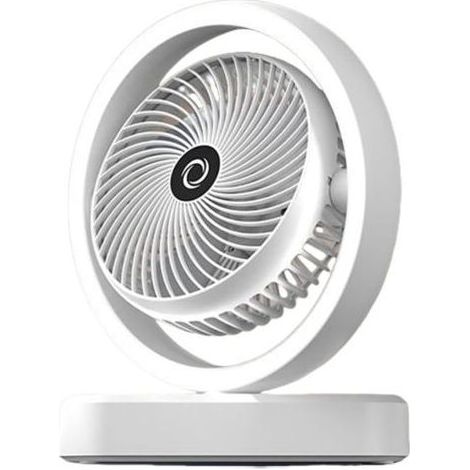 Tischventilator – Tragbarer Ventilator mit Stimmungslicht, 3 Geschwindigkeitsstufen, wiederaufladbarer oszillierender Luftkühler mit Schminklicht für Schlafzimmer, Camping und mehr (1/5)