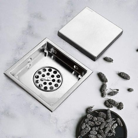 Caniveau de douche carré en 1 pouce avec désodorisant central, pour salle de bain, cuisine, balcon, fermeture par gravité (taille : fermeture profonde). (1/5)