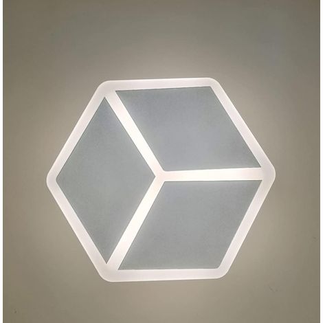 Applique LED da Parete Interna 12W Design Cubo 3D – Luce Calda, Naturale o Fredda – 960 Lumen – Alluminio Bianco 21x23,5 cm