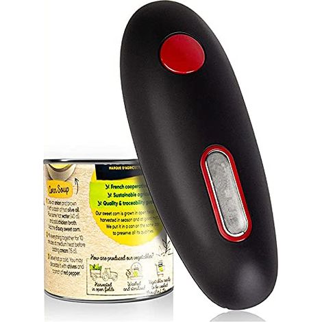 Ouvre-boîte électrique, ouvre-bouteille à bord lisse, ouvre-boîte automatique, utilisation mains libres par un seul bouton, soulage les douleurs articulaires aux mains (1/5)