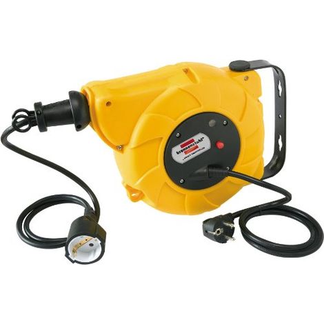 BRENNENSTUHL A1941251201241020300 1241020300-Enrollacables carrete automático IP20 H05VV-F3G1,5 con Cable de 9+2 m, Multicolor, 28 x 12,5 x 22 cm (1/3)
