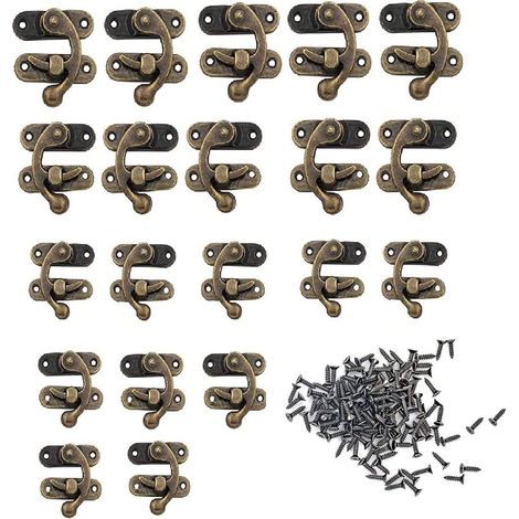 20 Pièces Fermoir Boite en Bois, Fermoir pour Coffre en Bois, Loquet Crochet Fermoirs à Coffre, Loquet Crochet Bronze, pour Boîte en Bois Boîte à Bijoux Garde-Robe Accessoires de Bricolage (1/5)
