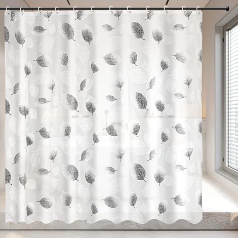 CCYKXA Duschvorhang 180 X 200 cm, Waschbarer PEVA-Duschvorhang, Badvorhang mit 12 Ringen, Wasserdichter Antibakterieller Anti-Schimmel-Duschvorhang für Duschen, Badewannen und Badezimmer, Weiß