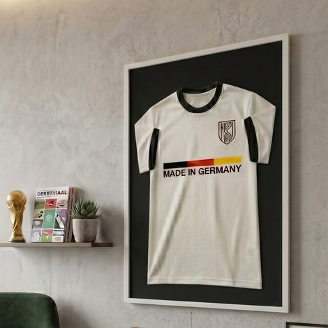 K-Möbel Cadre Maillot Blanc 70x100cm Fond Noir Vitrine Bois Massif