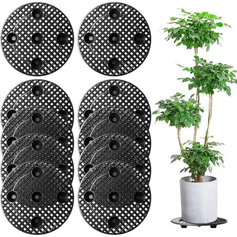 Lot de 10 pots de fleurs, supports pour plantes en pot, grille de drainage, diamètre 30 cm, soucoupe ronde, support pour pot de fleurs, support pour intérieur et extérieur, support pour plantes en pot (1/5)