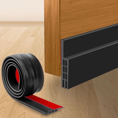 (Noir) Boudin de Porte Stop Froid, Bande d'étanchéité en Silicone Anti Bruit par  Douches, Isolant Courant d'air Froid et Insectes (1/5)