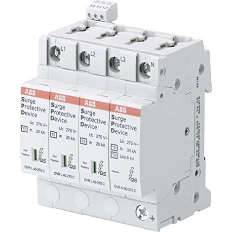 ABB STOTZ S & J PARASURTENSEUR TYP2 OVR T2 4L40275PTSQS TN S 4P 40 KA PARAFOUDRE POUR DE L'ÉNERGIE TECHNIQUE/ALIMENTATION 36603