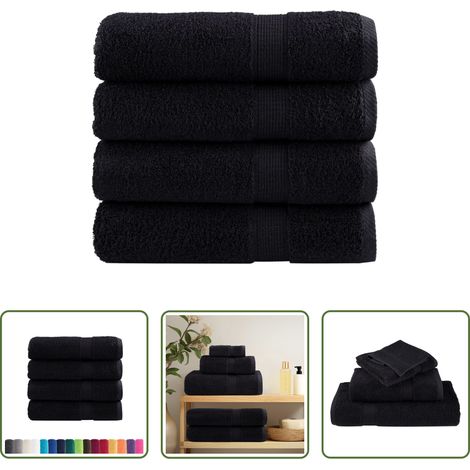 vidaXL Saugfähigkeit - Premium-Handtücher SOLUND 4 Stk. Schwarz 50x100 cm 600 g/m² (1/5)