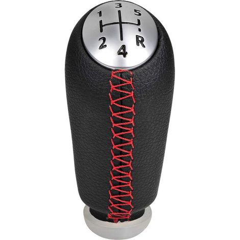 5 Vitesses Manuel Pommeau de Vitesse Cuir Universel pour Renault Megane 2 Clio 3 Scenic 2 Kangoo Boite Levier Voiture,Coutures Rouge (1/5)