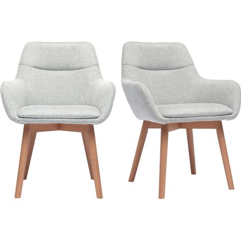Sedie in tessuto effetto velluto grigio chiaro testurizzato e legno chiaro (set di 2) ALESS