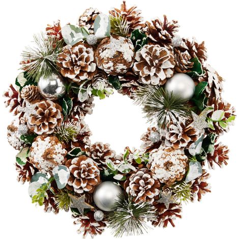 Weihnachtskranz mit Tannenzapfen und Christbaumkugeln, Ø 34 cm (1/2)