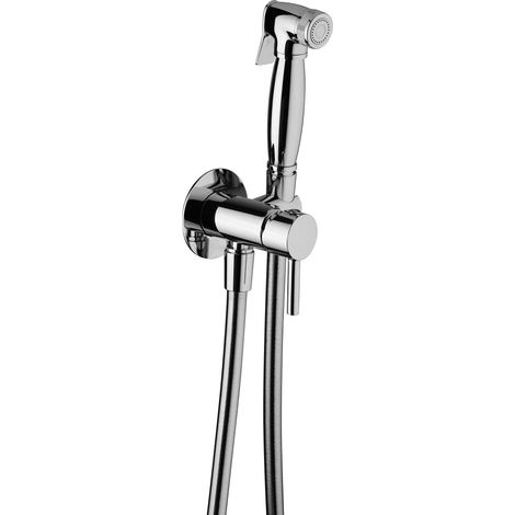 Kit doccia igienica a pulsante tonda completo miscelatore e flessibile 120 cm cromato paini 51cr442mtig (1/2)