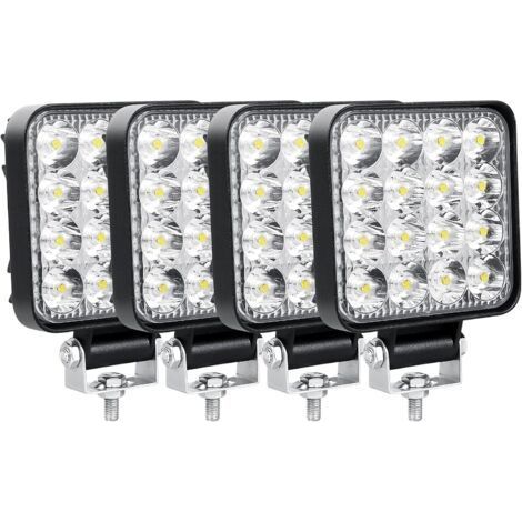 Set mit 4 LED-Arbeitsscheinwerfern, 8,5 cm, 48 W – 4800 Lumen, 6000 K – IP67 wasserdicht für Geländewagen, Lkw, Traktoren, Boote (1/5)