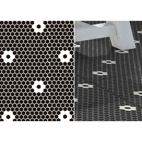 Mosaïque ART FACTORY FLORES 2.6x2.2cm Satiné boite de 1 m2 Satiné boite de 1 m2 - Mosaïque Hexagone 2.6x2.2 cm Noir et Blanc - boîte de 1 m2 - Mosaïq