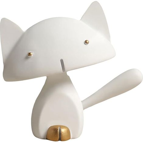 Décoration de bureau à domicile, chat en résine, statue d'art animalier, chat noir et blanc, ornement artisanal pour meuble TV ou table (blanc court, (1/5)