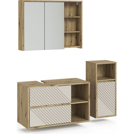 Conjunto de muebles de baño de 3 piezas Viola, Roble artesanal, 3 partes, Vicco (1/5)