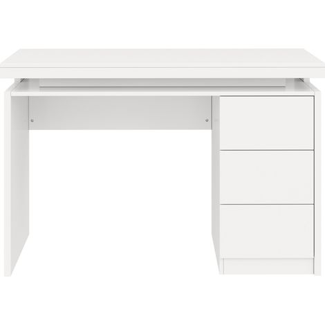 Bureau LED moderne 120×50×78,5 cm avec 3 tiroirs blancs mat et éclairage LED réglable pour bureau à domicile (1/5)