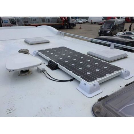 Support Panneau Solaire - Coin 4 Angles Et Presse-étoupe Double Câble - Pour Toit Caravane Camping-car - Blanc - Lot De 5 Pièces (1/5)