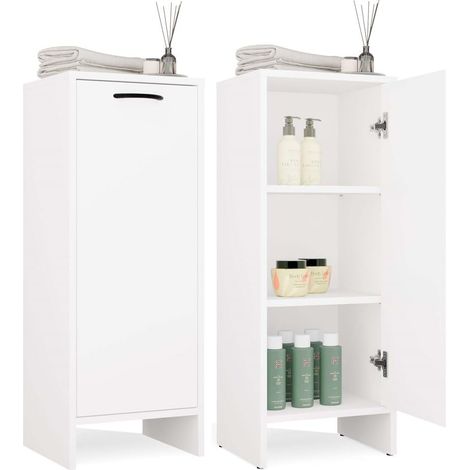 NINA - Armadio da bagno con 3 ripiani e 1 anta - Bianco (1/5)