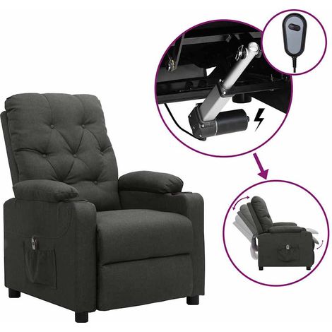 Fauteuil inclinable électrique Fauteuil Relax - Fauteuil Salon Gris foncé Tissu BV120049 - BonneVie (1/5)